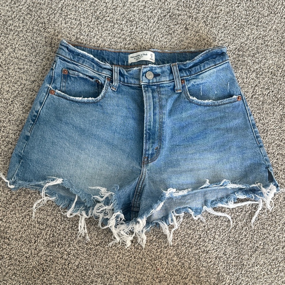Abercrombie & Fitch Distressed Blue Jean Shorts